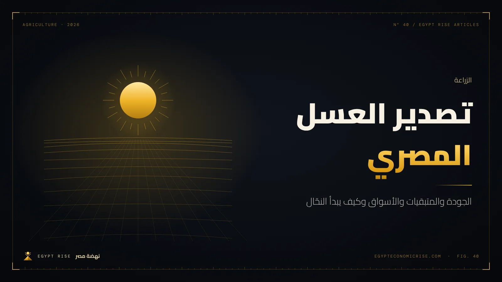 إطارات شمع عسل ذهبية في منحل مصري بجوار عبوات عسل جاهزة للتصدير